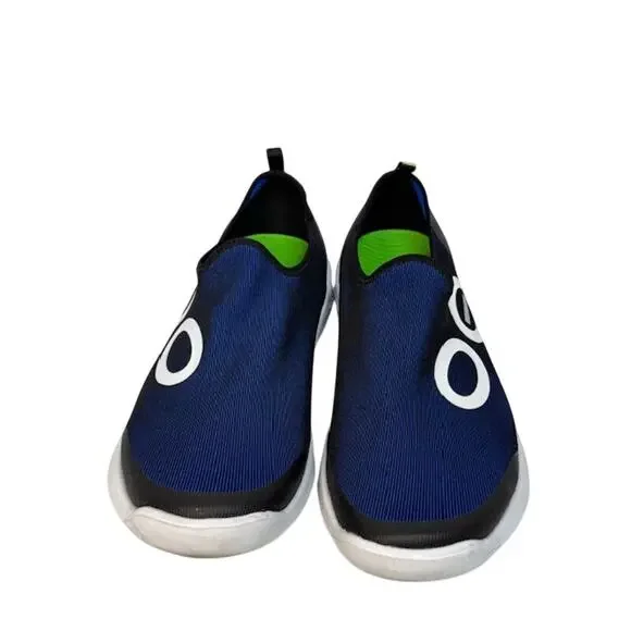 Oofos Men's OOmg Sport Low Shoes Blue Knit Comfort Recovery Slip On Sneakers - Picture 5 of 7